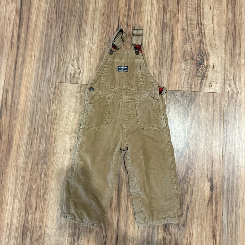 OshKosh Infant Toddler Plaid Lined Corduroy Overalls